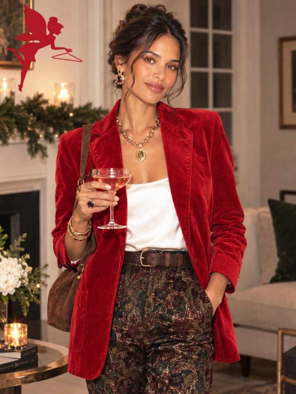 J. MCLAUGHLIN Red Velvet Tailored Blazer